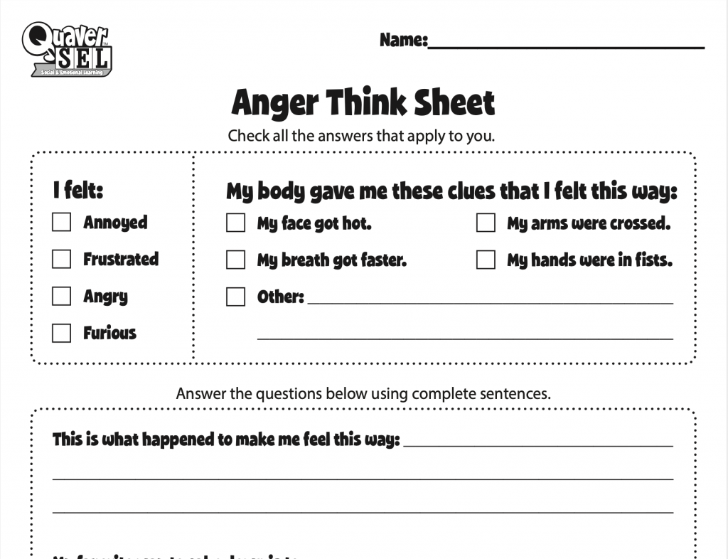 QuaverSEL_Anger_Think_Sheet – QuaverEd Anger Think Sheet worksheet