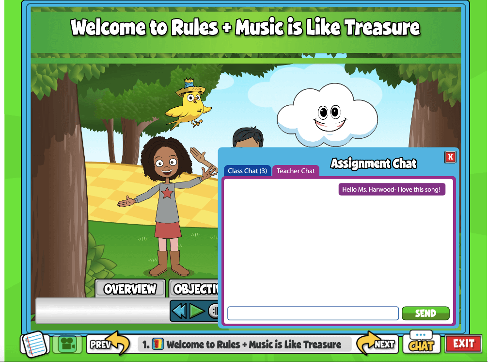 Within an assignment, students can click CHAT in the bottom right corner to respond to a message or message you, the teacher. 