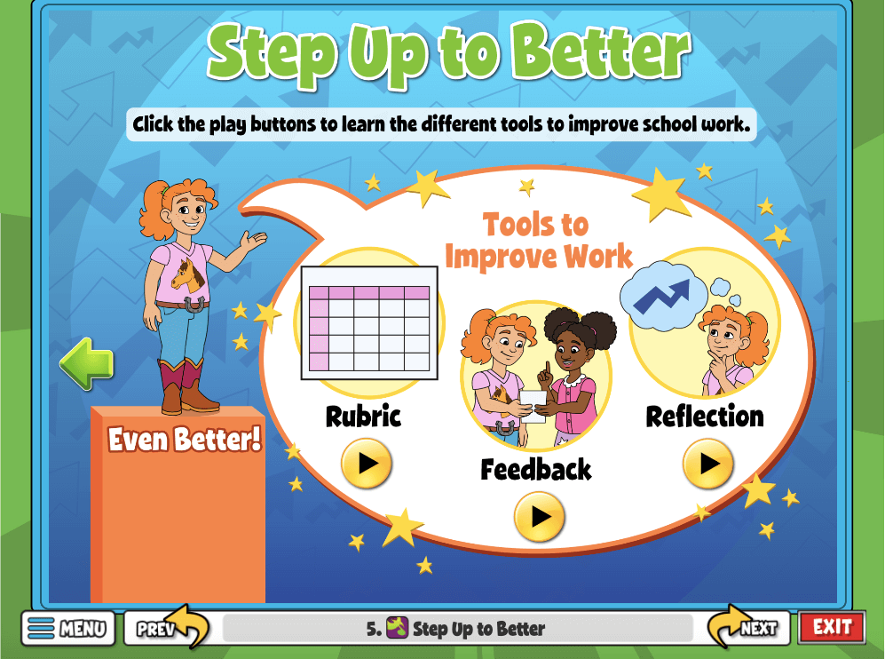 Image of QuaverSEL Lesson, “Improving My School Work,”