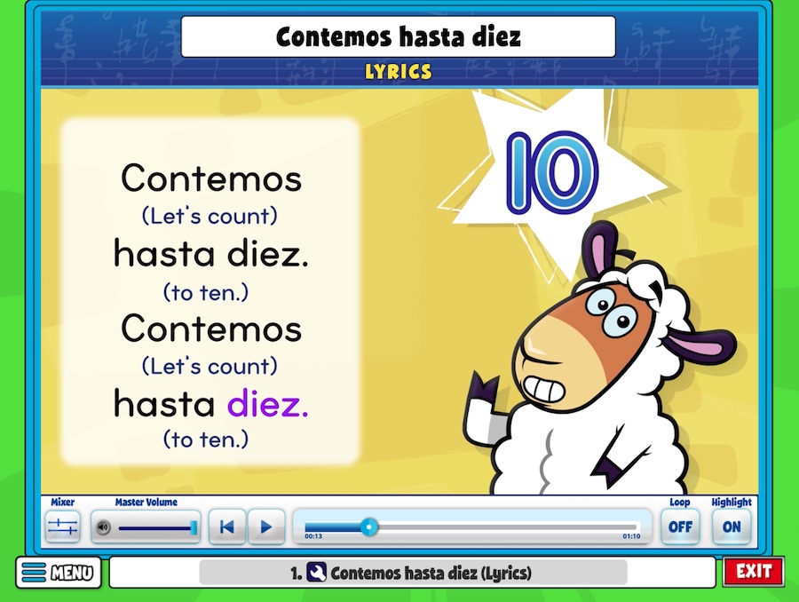 Sing Contemos Hasta Diez (Let's Count to Ten) Lyrics with Perry the Sheep!