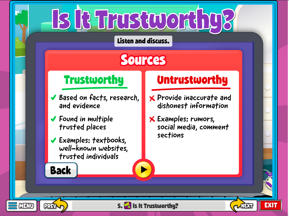 Image of the QuaverSEL Lesson "What sources can we trust? What sources might give incorrect information?"