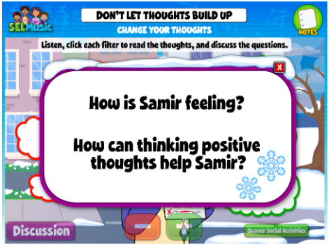 Image of the discussion portion of the QuaverSEL activity "Change Your Thoughts"