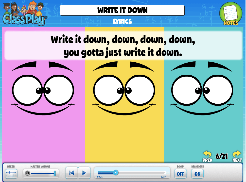 Write it down! This song provides helpful strategies for remembering all the important things we need to do to be successful.