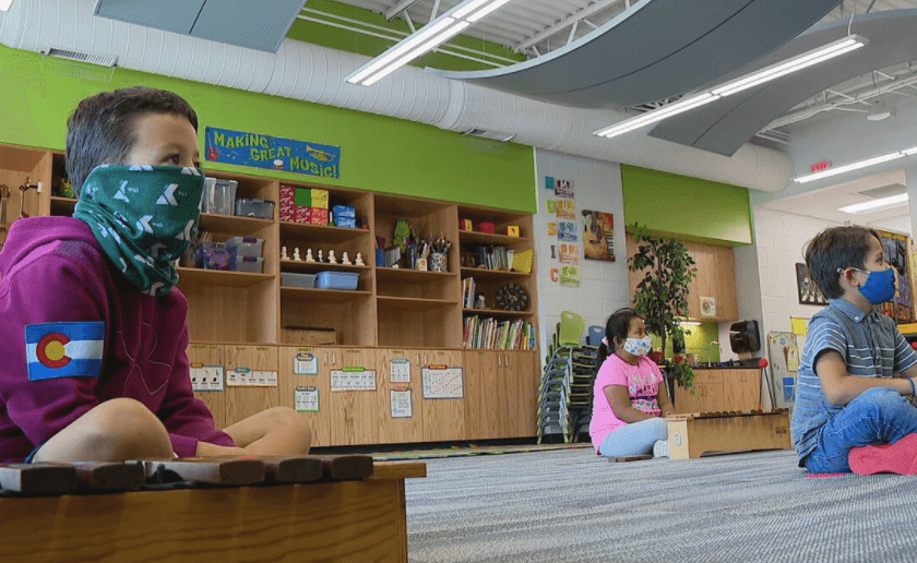 Image of students playing Orff instruments in class