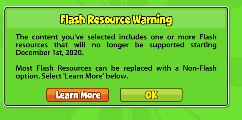 Flash Resource Warning