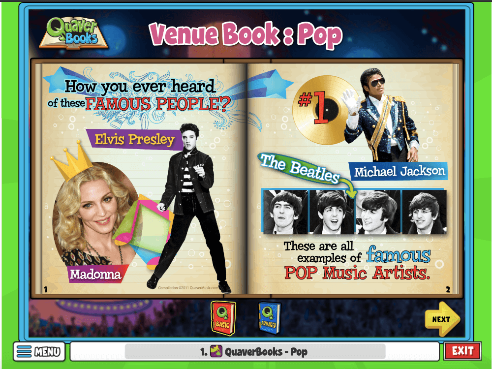 Venue Book Pop is an activity where students can explore their favorite pop artist and what pop music sounds like!