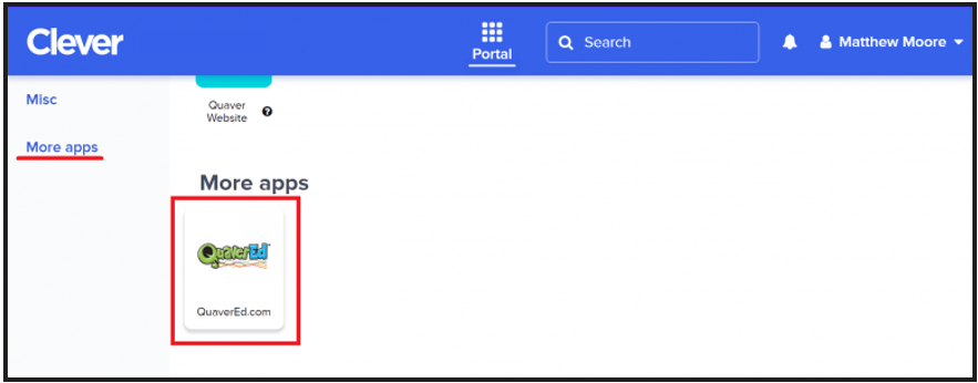 Clever-apps-dashboard-showing-QuaverEd-integration – QuaverEd Clever apps dashboard, showing Quaver Ed integration
