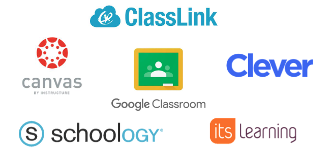 Logos: ClassLink, Canvas, Google Classroom, Clever, Schoology, and ItsLearning