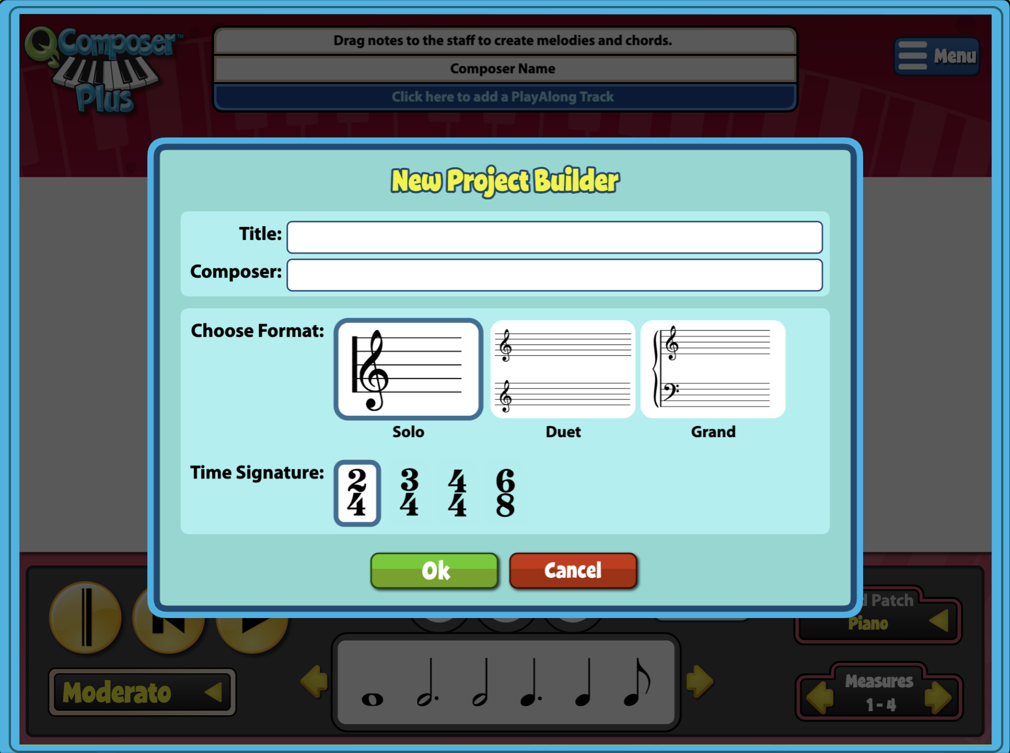 QuaverMusic_Product Support_QComposerPlus_NewProject – QuaverEd