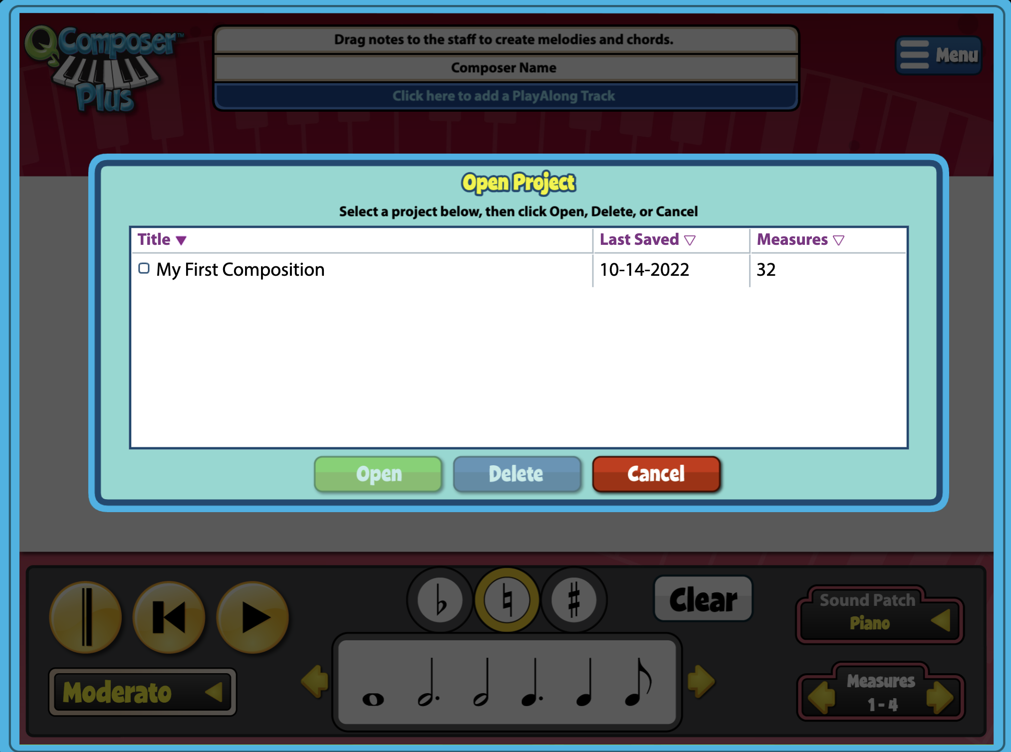 QuaverMusic_Product Support_QComposerPlus_OpenProject – QuaverEd