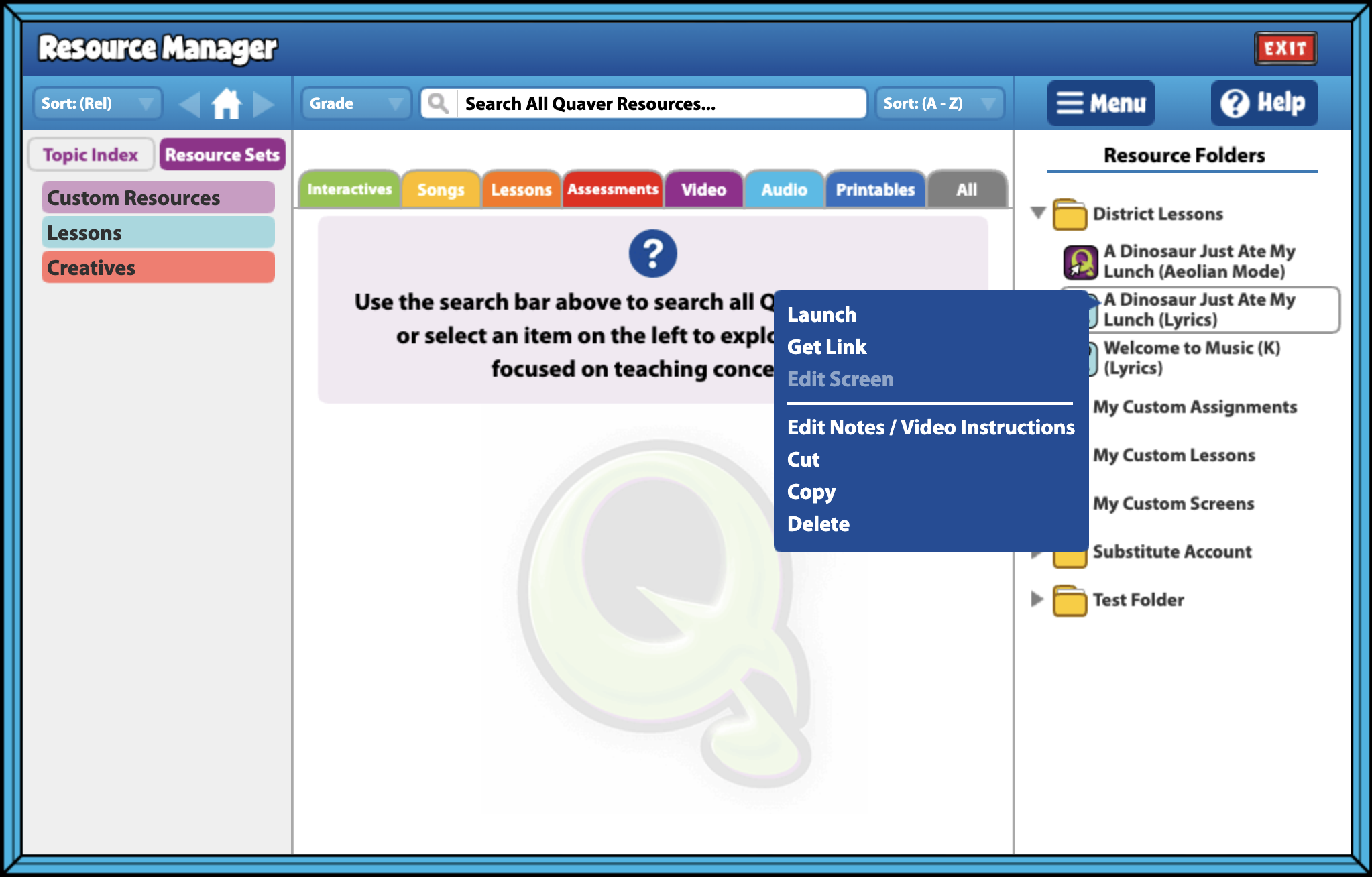 AllProductSupport_ResourceManager_Screens – QuaverEd