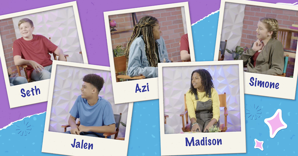 Screenshot of a previous Group Talk video, featuring Madison, Azi, Jalen, Seth, and Simone.