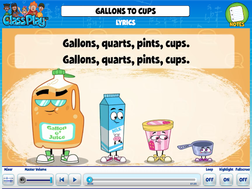Screenshot from Quaver Music showing a new cross-curricular song.