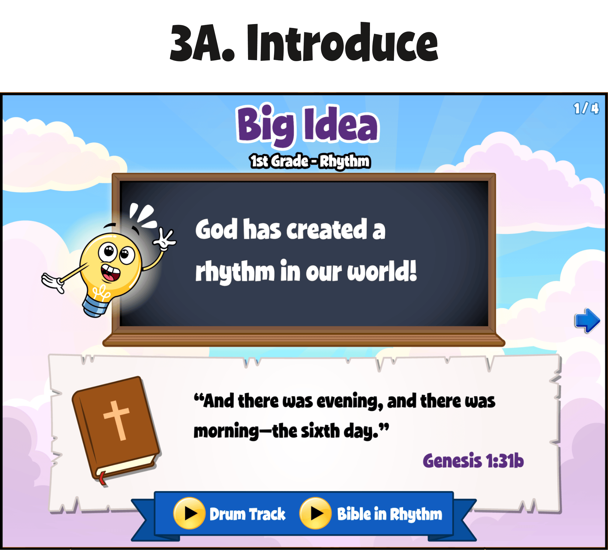 Identify key concepts with engaging exercises. Each big idea is accompanied by a Bible verse.