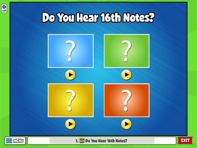 Do You Hear 16th Notes lesson screen