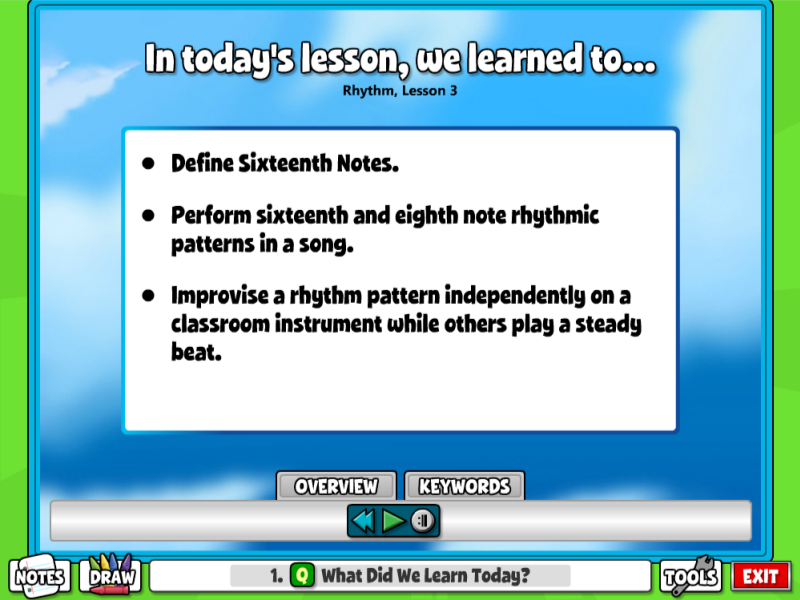 What Did We Learn Today summary screen